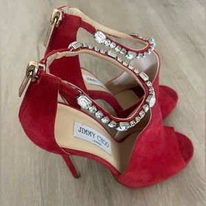 Jimmy choo red suede stiletto heels